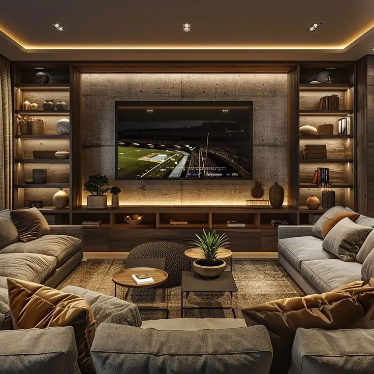 Backdrop TV Woodgrain - Rumah Mrs. Erika, PIK Jakarta